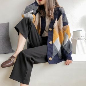 Oversized colorblock cardigan